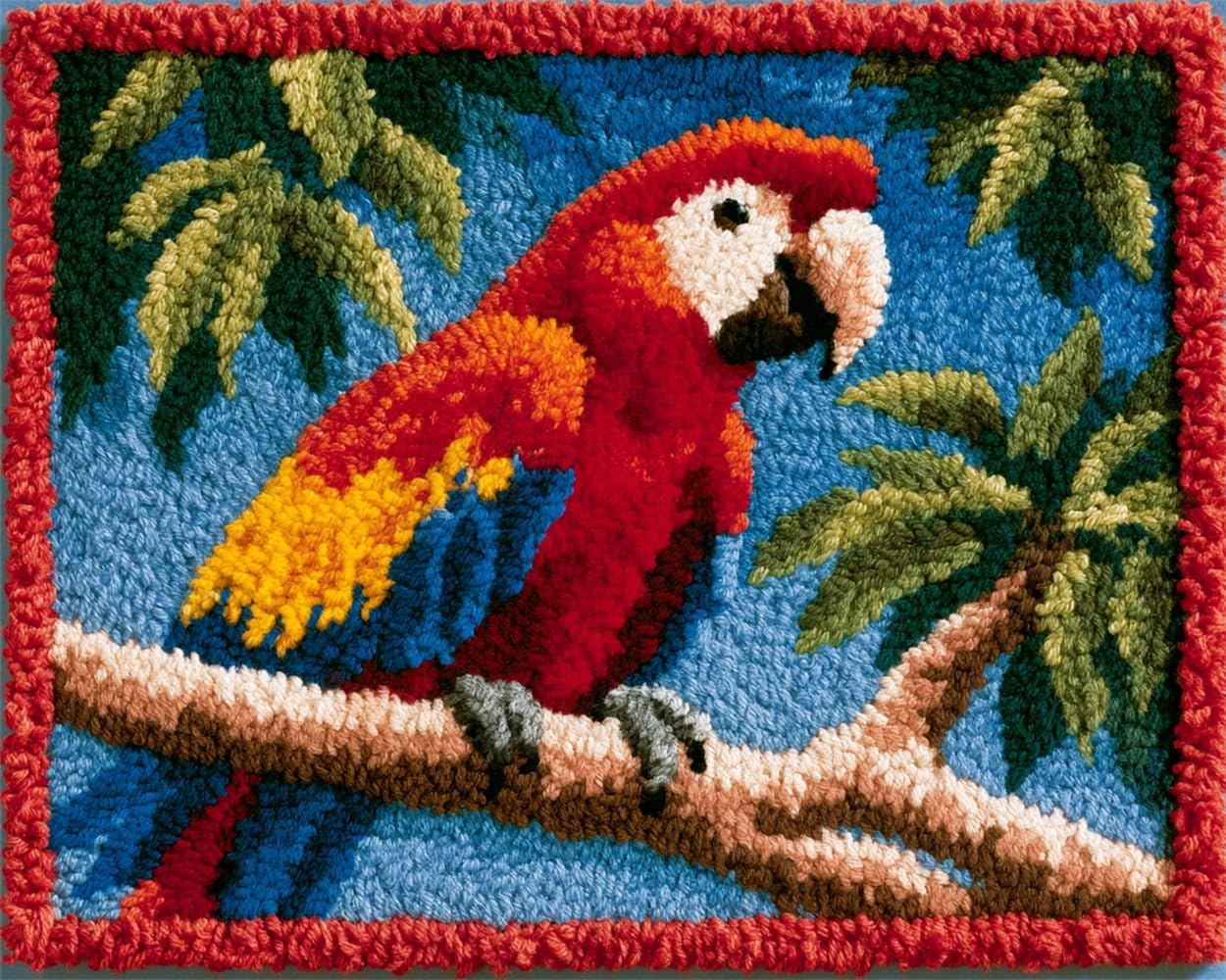 FWRTYCB Latch Hook Kits Rugs,Parrot in the Tree