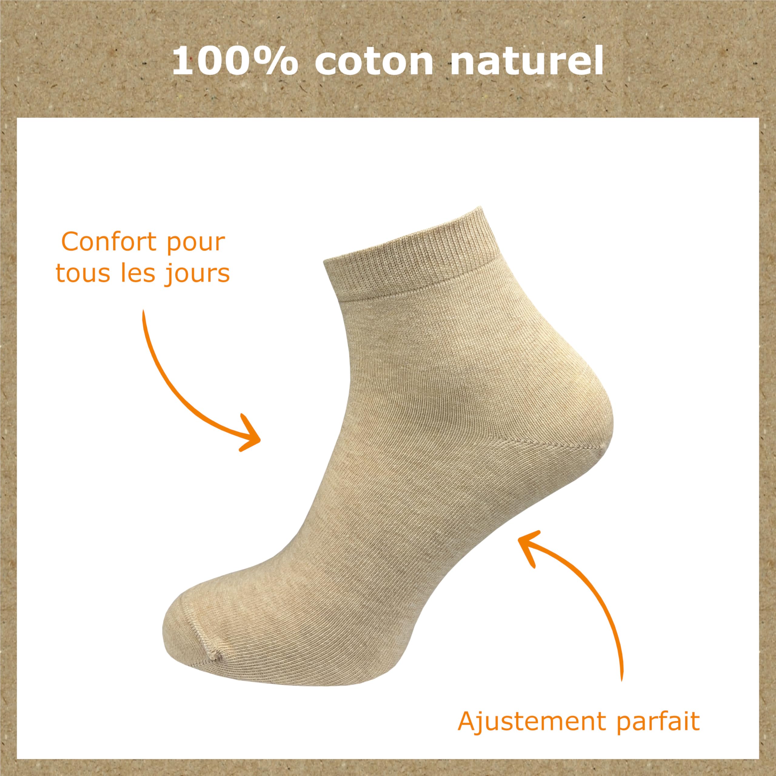 GAWILO Chaussettes quarter 100% coton pour femmes (6 ou 10 paires) | Plus longues que des socquettes, couvrent la cheville