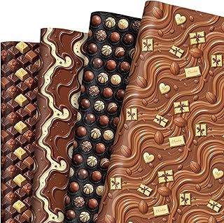 Pineraap Chocolate Wrapping Paper 12 Sheets Chocolate Themed Designs Gif...