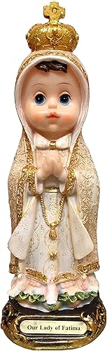 Escultura de Fátima del bebé de la Virgen de Santa Fátima de la Virgen Católica de Santa Fátima Estatua del Niño de 8 pulgadas