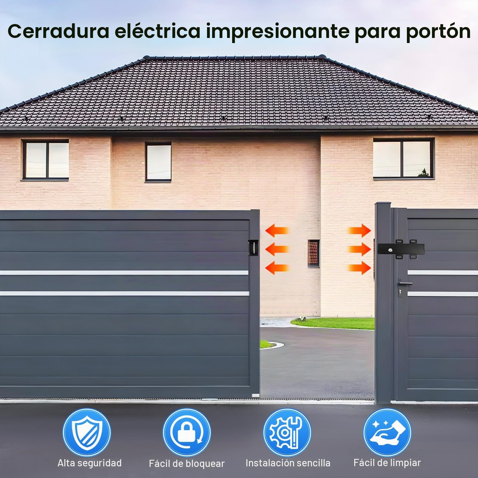 Cerradura Electrica Cerradura Invisible Automática Control De Acceso Heavy Duty Latch Swing Gate Opener, Para Puertas Giratorias De Dos Alas o Alas Control De Acceso, DC 24 V