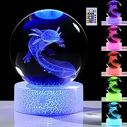 Presentes axolotl 3D para mulheres bola de cristais - estatuetas de axolote decoração de animais de vidro estatueta axolote coisas para quarto aniversário para melhores amigos amantes lembrança peso