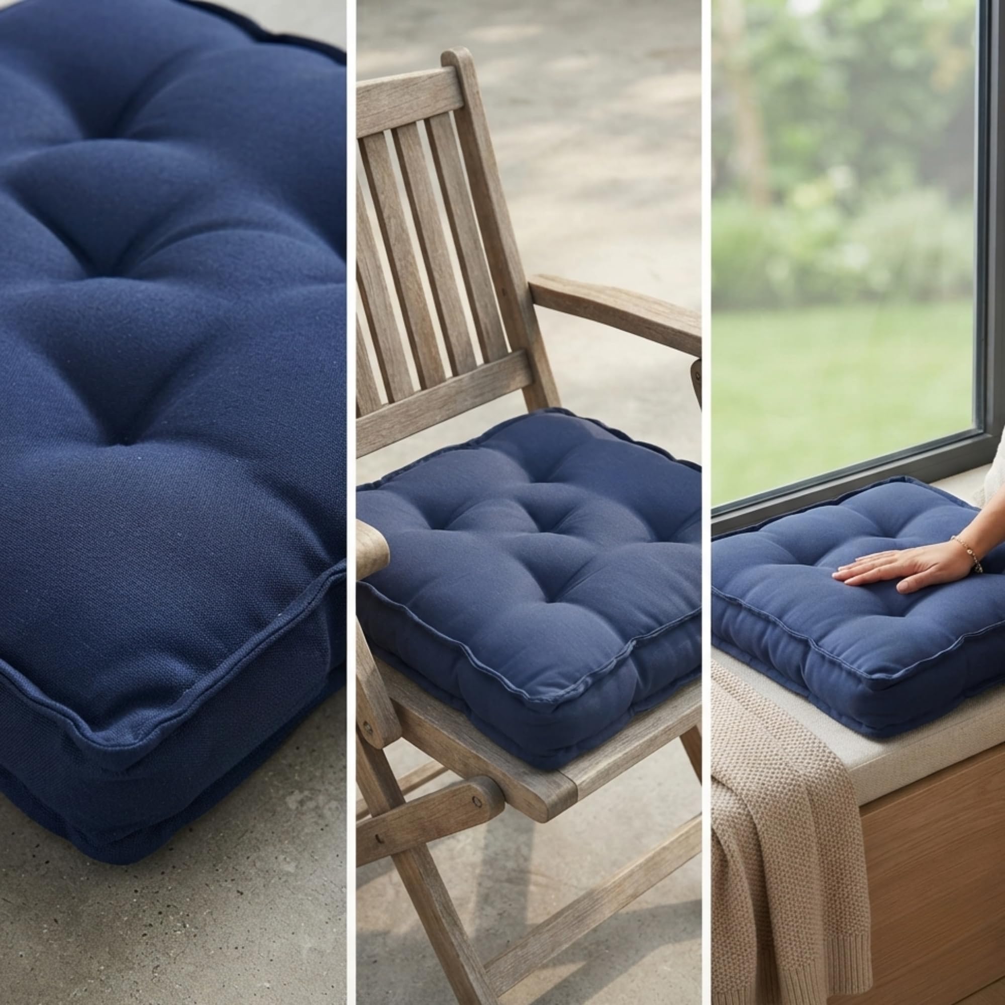 HIGH Living Chair Pad|Chair Cushion Pad|Chair Cushion Microfiber Seat Cushion|Solid Color & Soft Microfiber (Navy Blue)-image-22