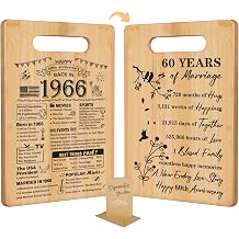 60th Wedding Anniversary for Women Men,Back In 1966&60 Years of Marriage Double sided Cutting Board Gift for Her Him,best 60 years anniversary Decorations for couple