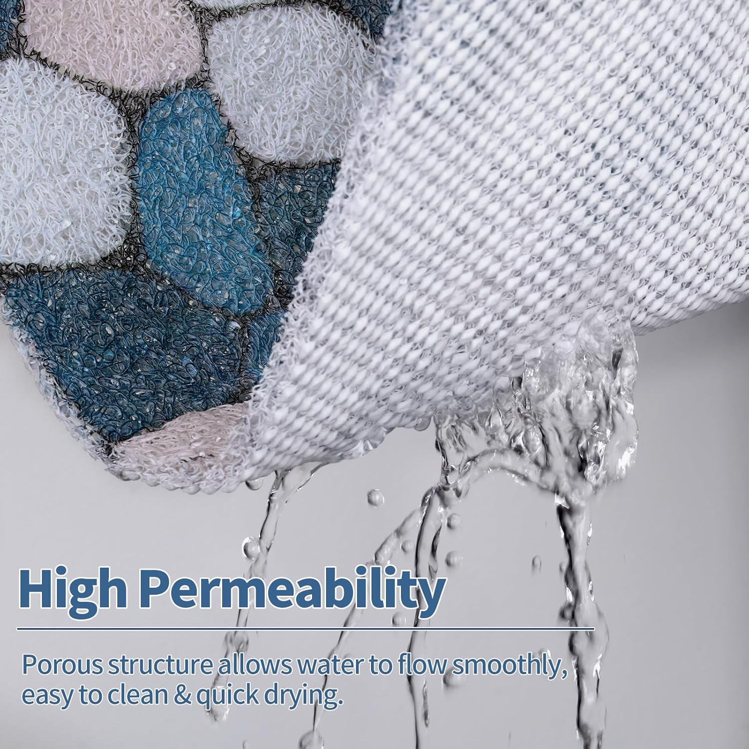 HOMBYS Square Shower Mat Non Slip,Shower Mat with Drain Hole in Middle,Shower Floor Mats for Inside Shower,PVC Loofah Shower Stall Mat,Secure in Shower Mat,Boho Bath Mats for Shower