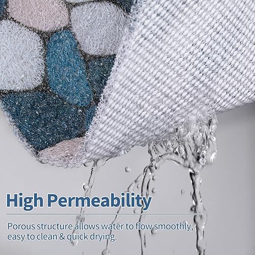 Miniatura 5 de HOMBYS Tapete de ducha cuadrado antideslizante, tapete de ducha con orificio de drenaje en el medio, tapete de ducha para ducha interior, tapete de