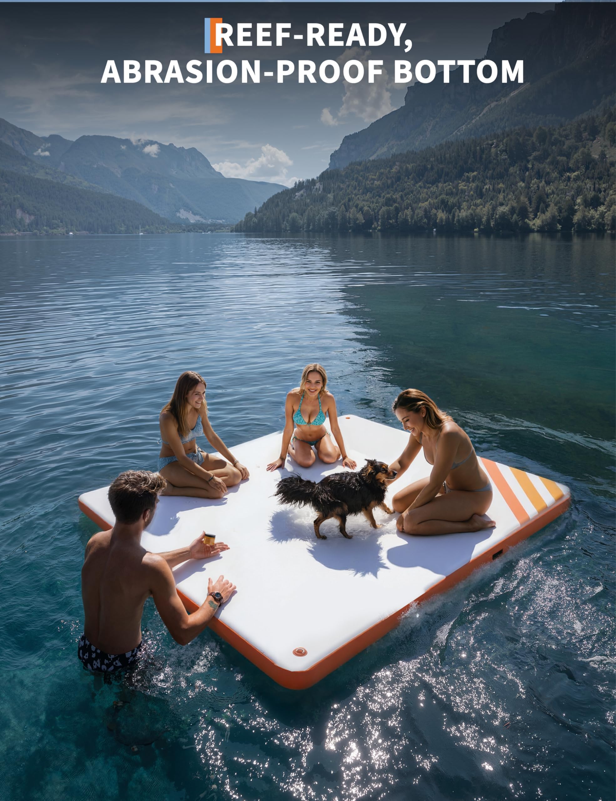 rutschfeste Aufblasbare Schwimmplattform – Robustes Floating Dock Mit Tragetasche & Luftpumpe – Für See, Pool, Strand & Meer– Verschiedene Größen: 10