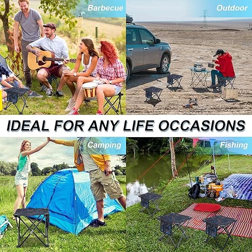 Miniatura 7 de Taburete plegable portátil de camping para adultos, taburete plegable ligero para reposapiés al aire libre, pesca, senderismo, jardinería y playa