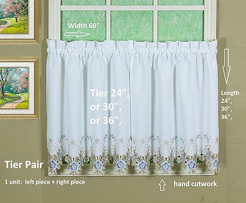 Vista 67 de Today's Curtain Verona - Persiana bordada inversa, 63 pulgadas, color crudo/antiguo