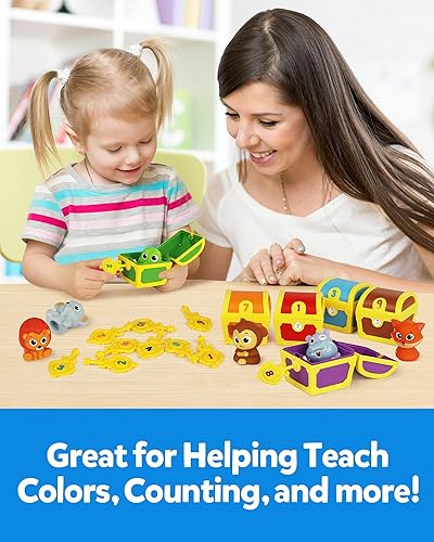 Miniatura 4 de Coogam Juguetes de habilidad motora fina para niños pequeños, 10 piezas de animales sorpresa con marionetas de dedo con cerraduras numéricas, juego