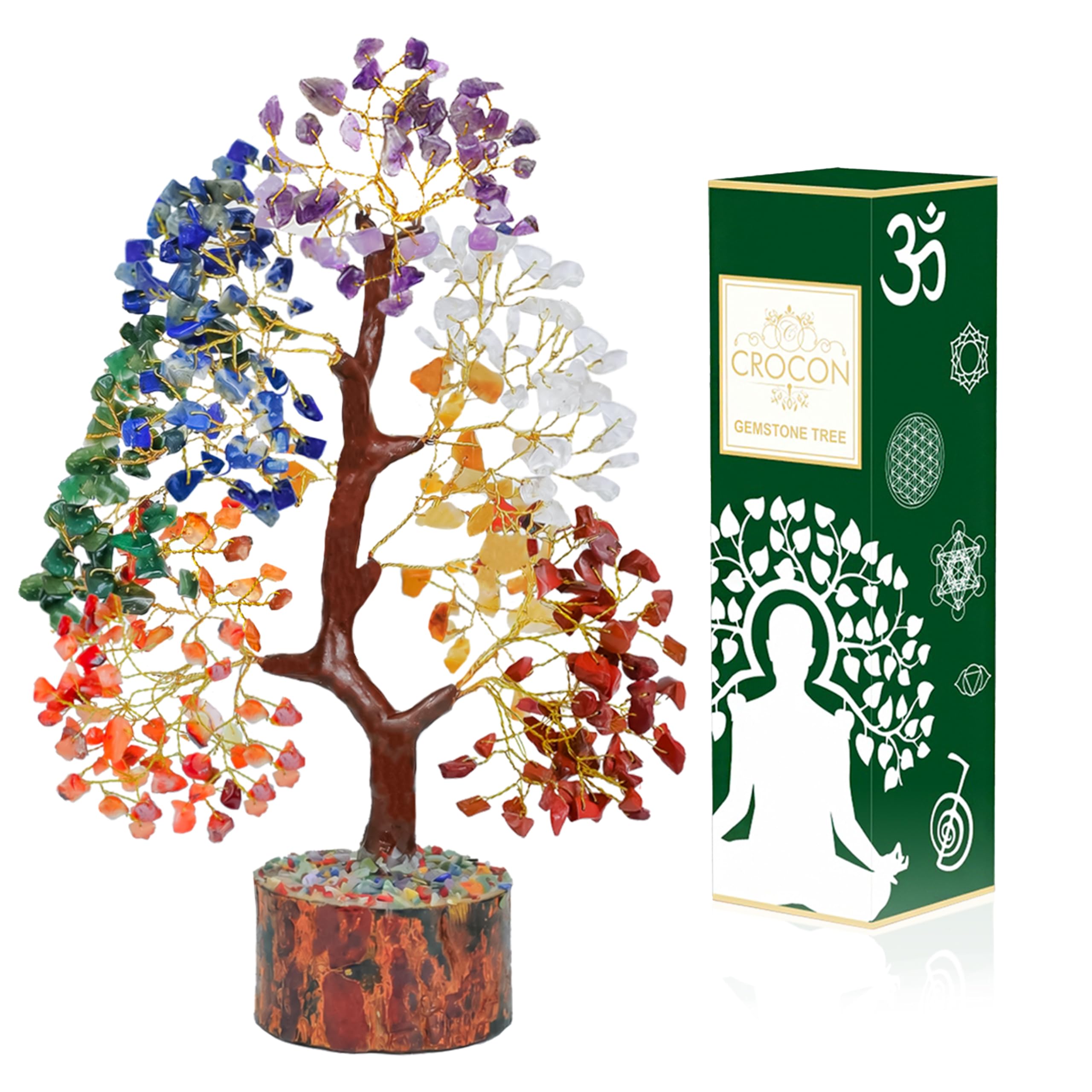 Crocon® L'originale Albero della vita 7 chakra regalo donna cristalli idee regali per donne pietre curative portafortuna regali per lui decorazione casa regalo compleanno donne mamma, sorelle e amica