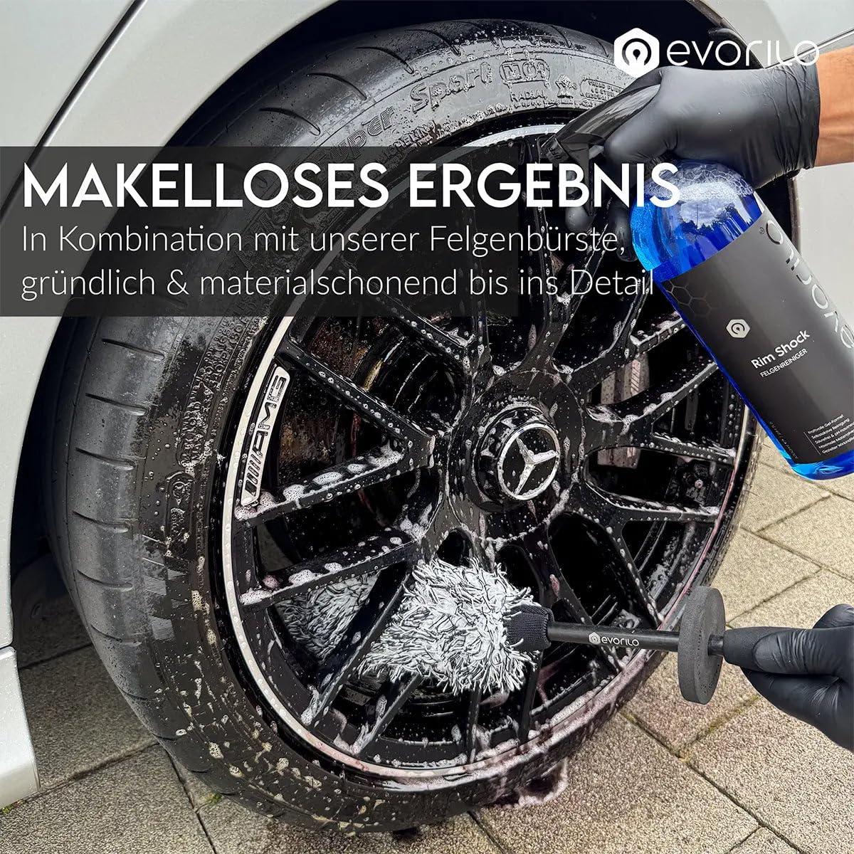 Felgenreiniger Set Grip Pro | Rim Shock Felgenreiniger 1L + Deep Grip Felgenbürste + Bürstenbezug | 3-teilig