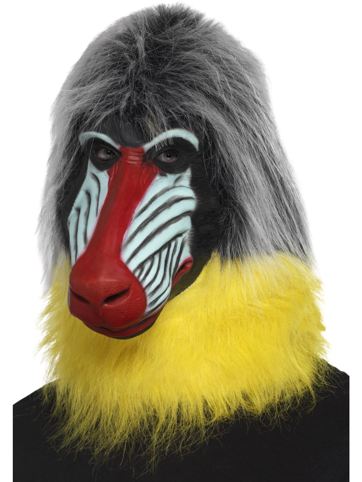 Smiffys Baboon Mask, Grey Latex, Full Overhead, Party Animals Fancy Dress, Animal Dress Up Masks