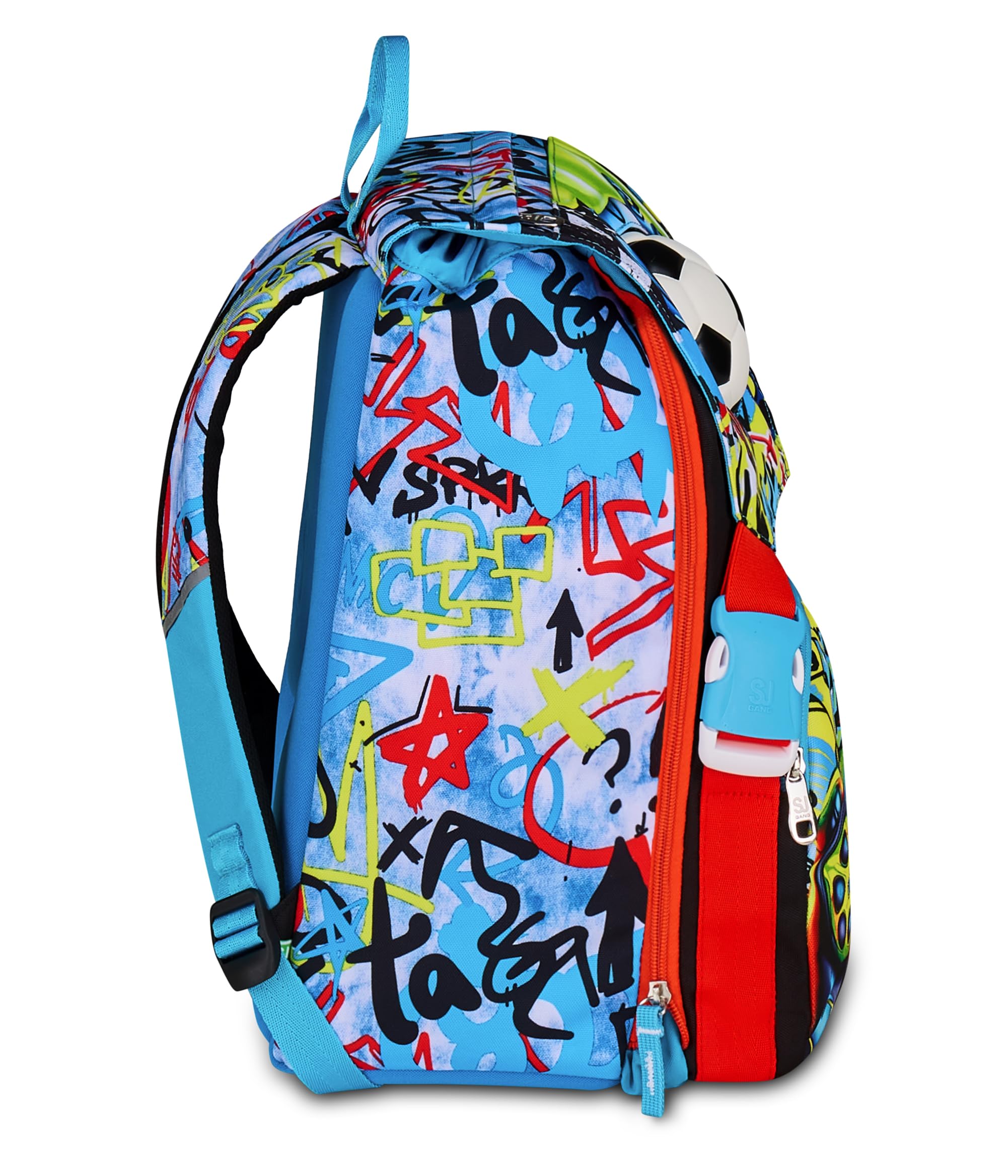 SJ GANG STYLE JAM GANG Zaino Doppio Scomparto Estensibile, Blu, Maxi Capienza, Schienale Preformato, Bambino, Scuola Elementare