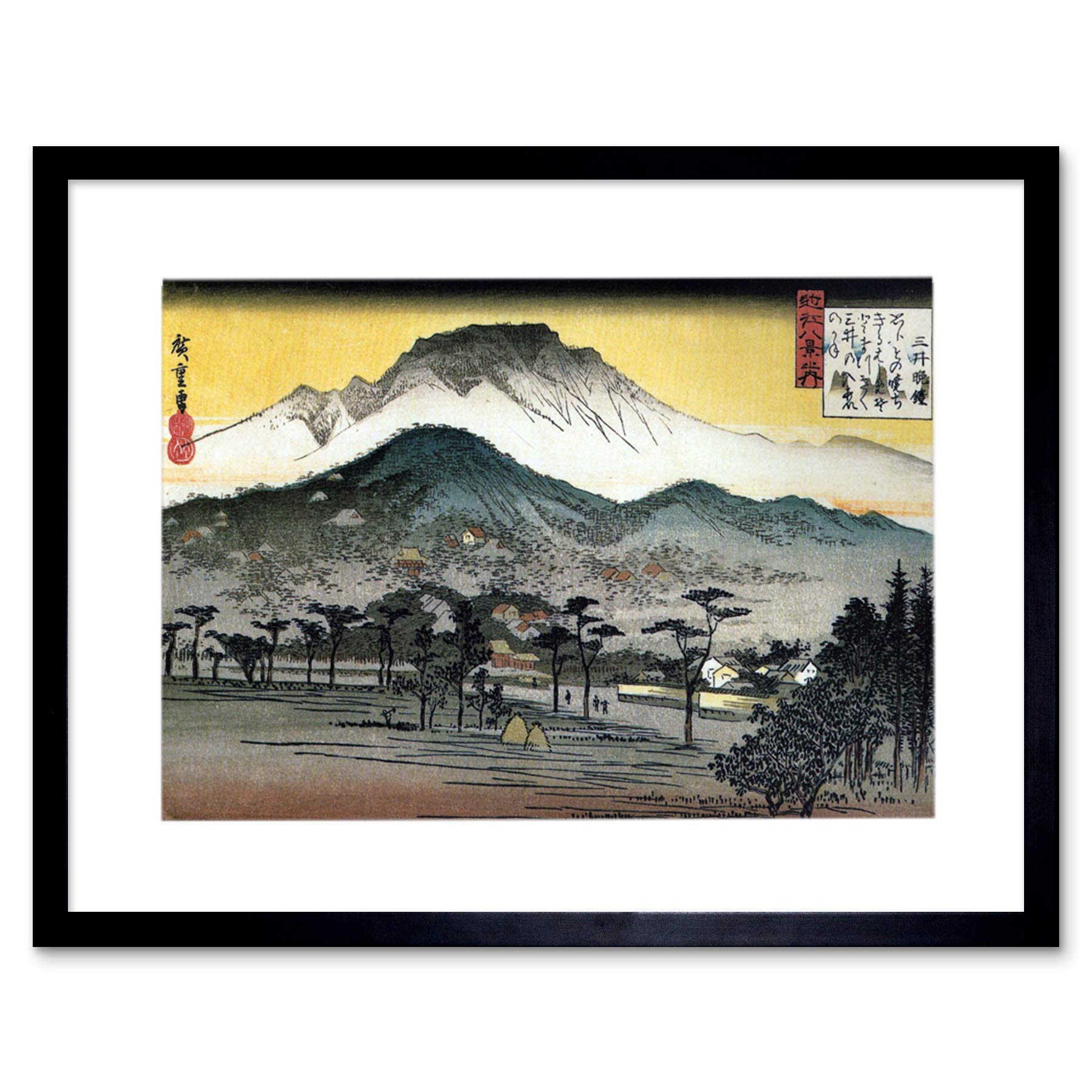 Amazon.com: UTAGAWA JAPANESE EVENING VIEW TEMPLE HILLS ART FRAME