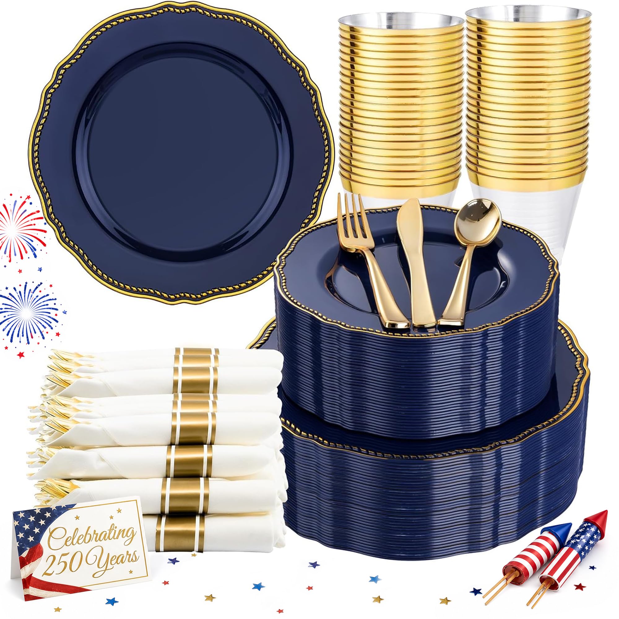 Hioasis 350-Piece Plastic Dinnerware Set
