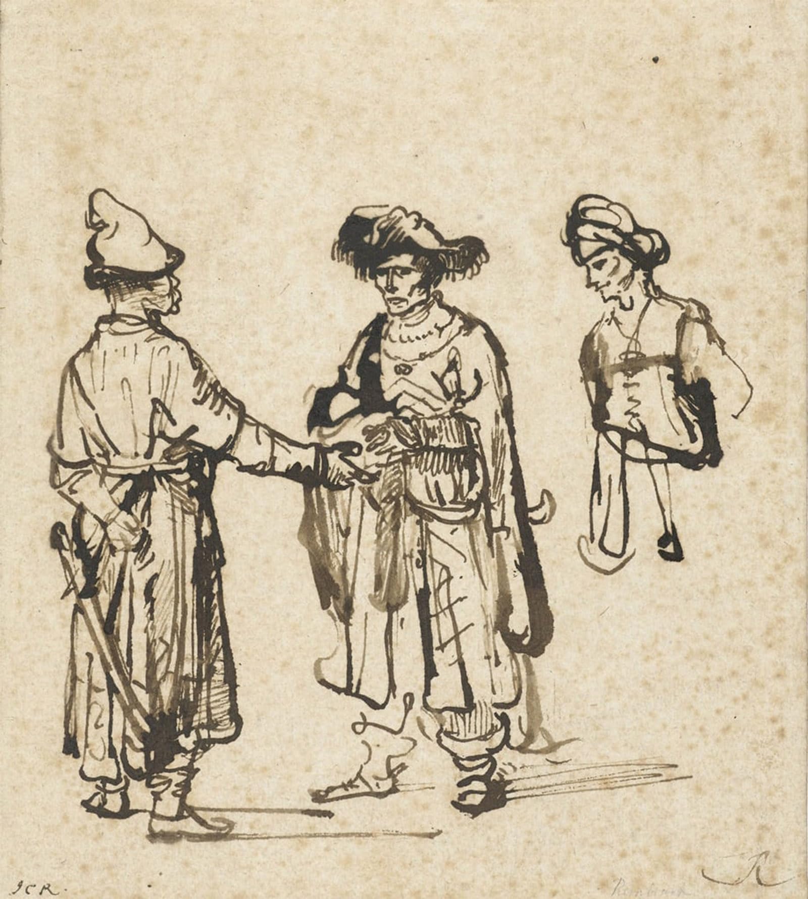 POSTERIIk Famous Modern Artwork Art Mural Three orientals Conversing by Rembrandt van Rijn Oil Paintings Pictures for Home Decor 60x90cm