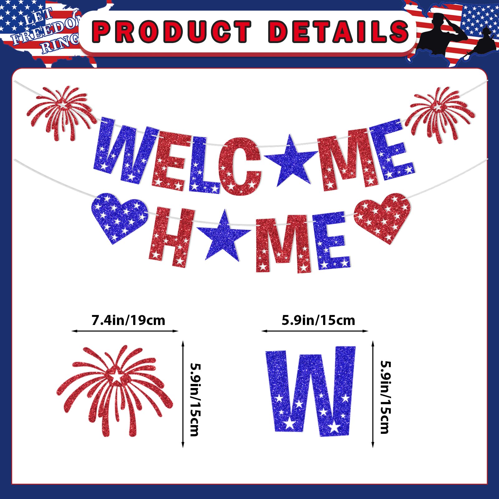 FHGG Patriotic Welcome Home Banner & American Flag Bunting - Military Homecoming Decorations - View #10