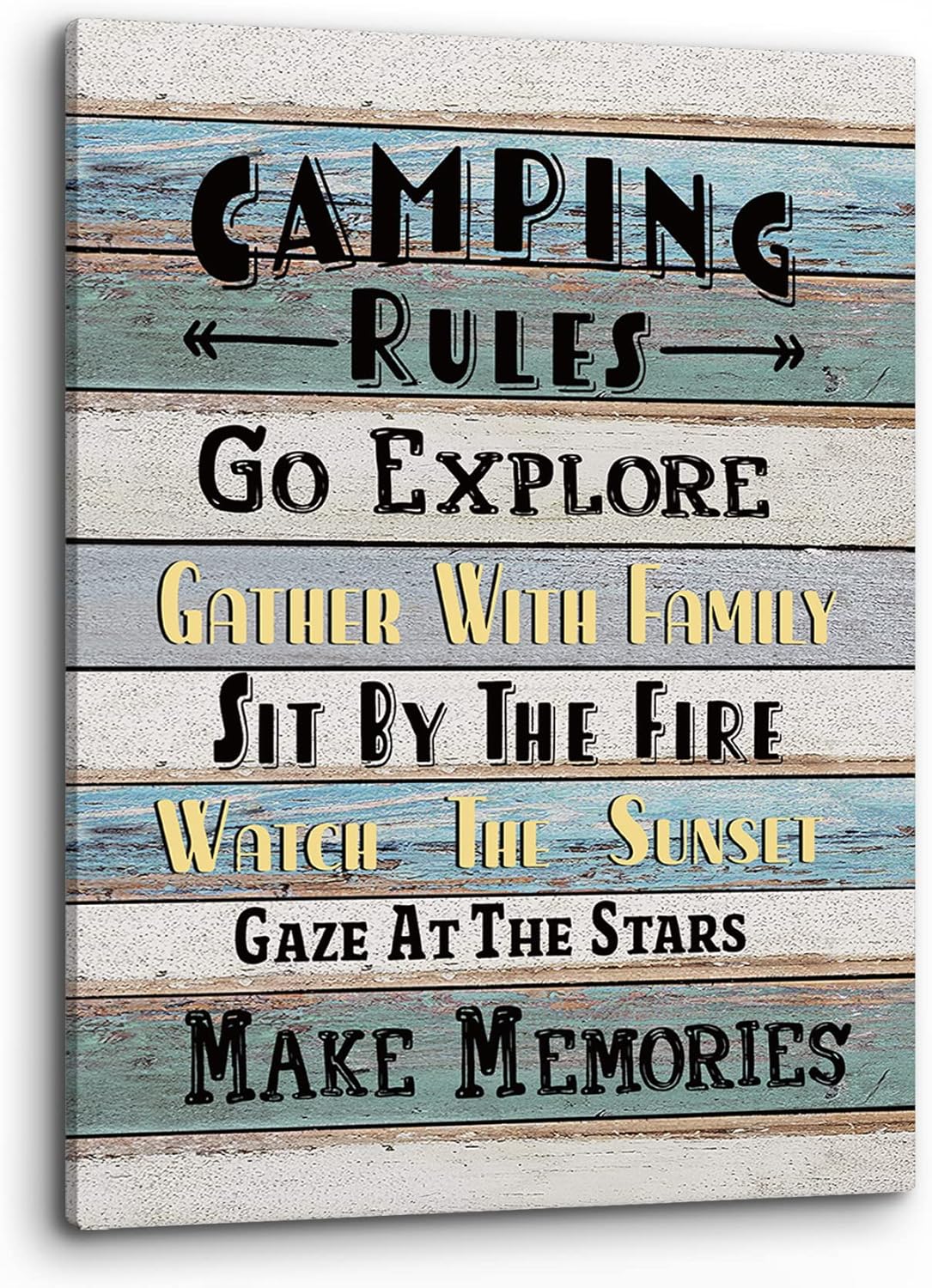 PHAMTE Funny Camping Rules Quote Wall Art, Farmhouse Rustic