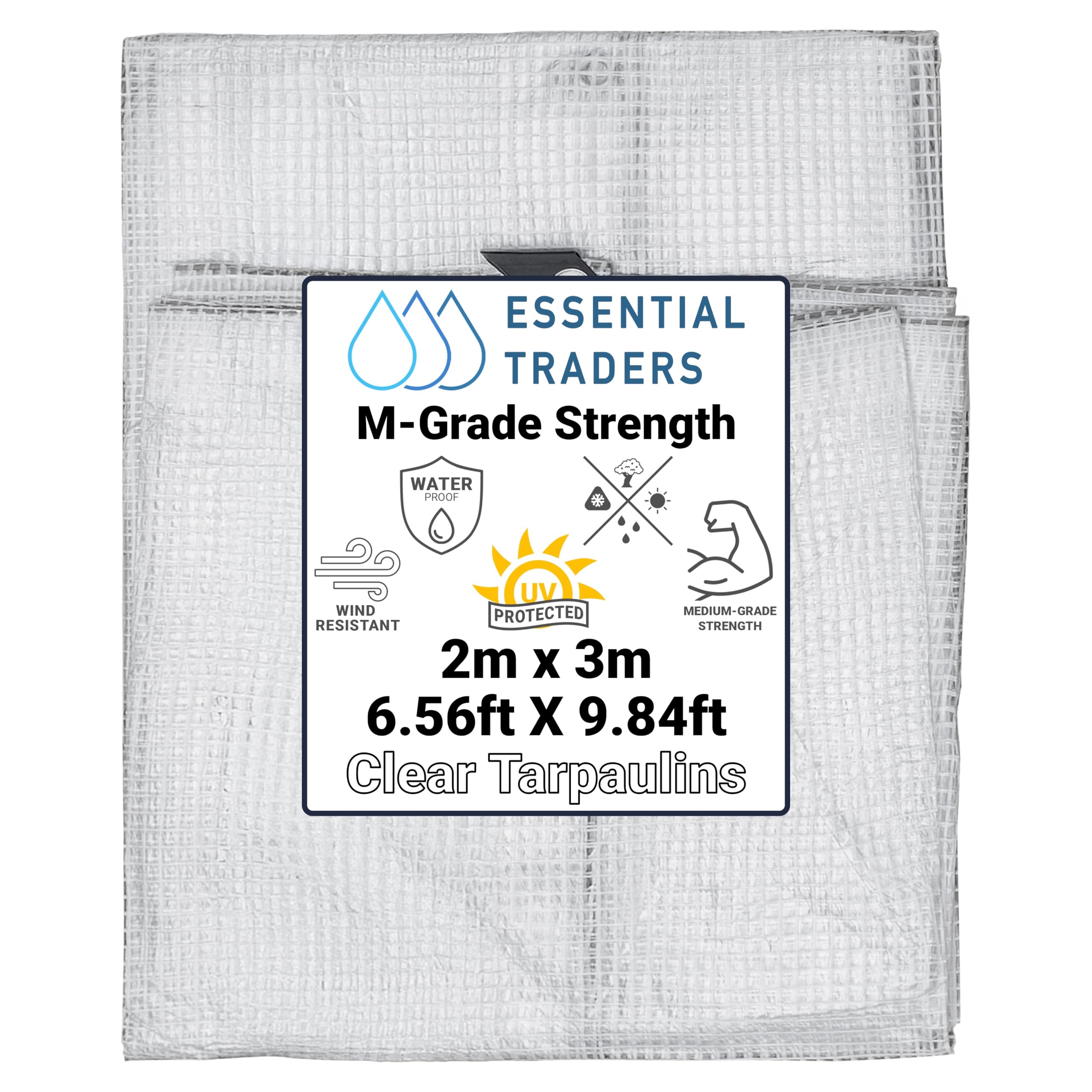 Clear Monotex Heavy Duty Tarpaulin, 100gsm Waterproof Ground Cover Multipurpose Furniture, Caravan, Vehicle, Tool