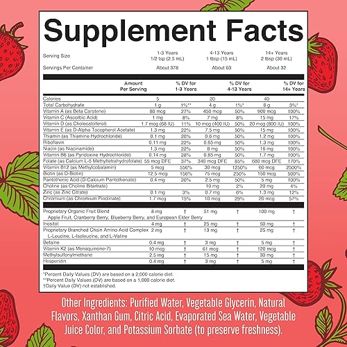 Miniatura 3 de MaryRuth's - Multivitamínico líquido de fresa para adultos y niños, suplemento líquido de vitaminas sin azúcar, suplemento probiótico líquido