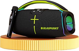 Blaupunkt Atomik BB60 60W Boombox |100 Years German Legacy Audio I Jazzy Aura Party Neon Lights I IPX6 Splash & Dust Proof IEnjoy Bass Boost Music Outdoors, Indoors & Sing Along Wireless Karaoke Mic