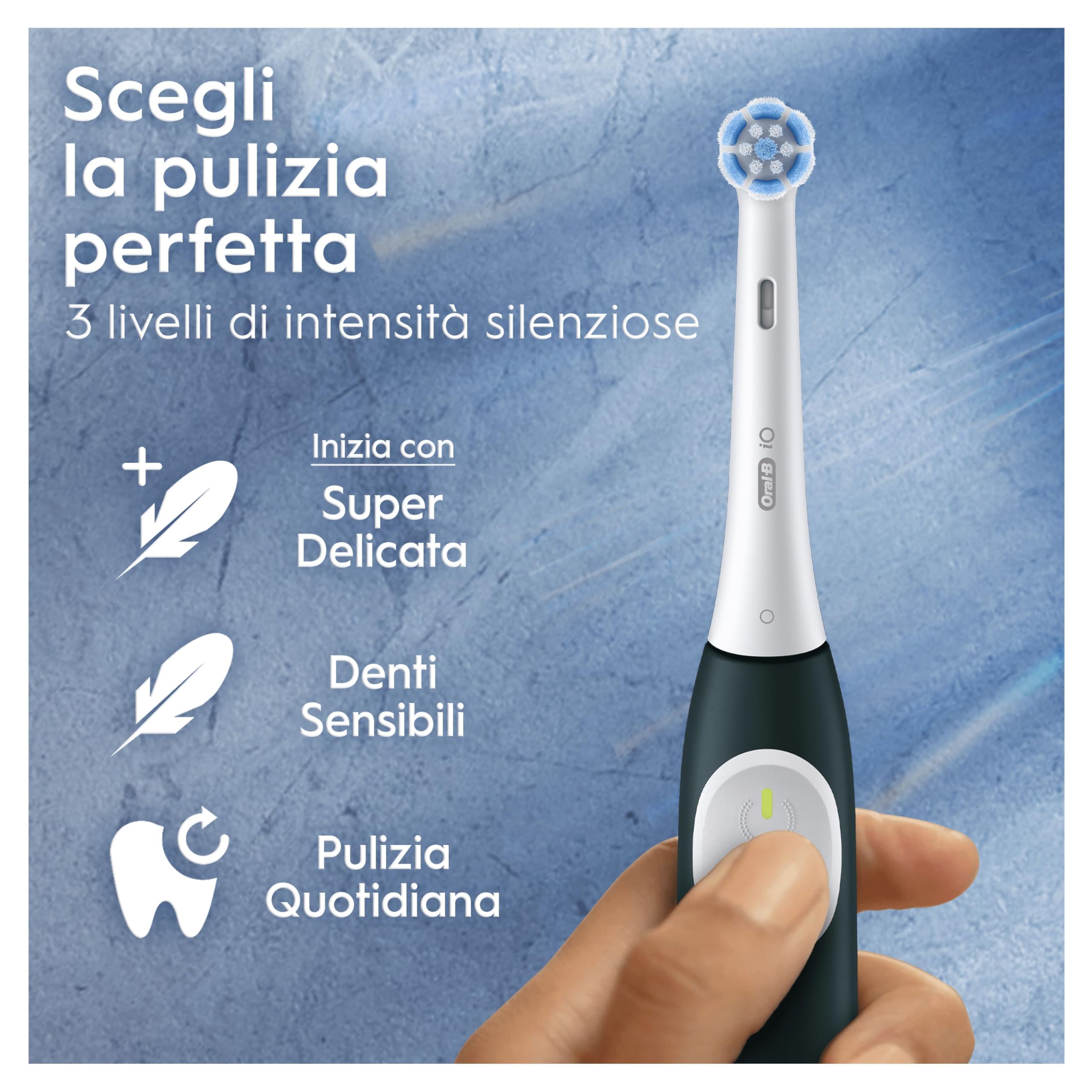 Oral-B iO 2 Spazzolino Elettrico Oral B, Nero e Verde, 1 Testina Di Ricambio, 2 Spazzolini, Delicato sulle Gengive, Efficace sulla placca, Sensore di Pressione