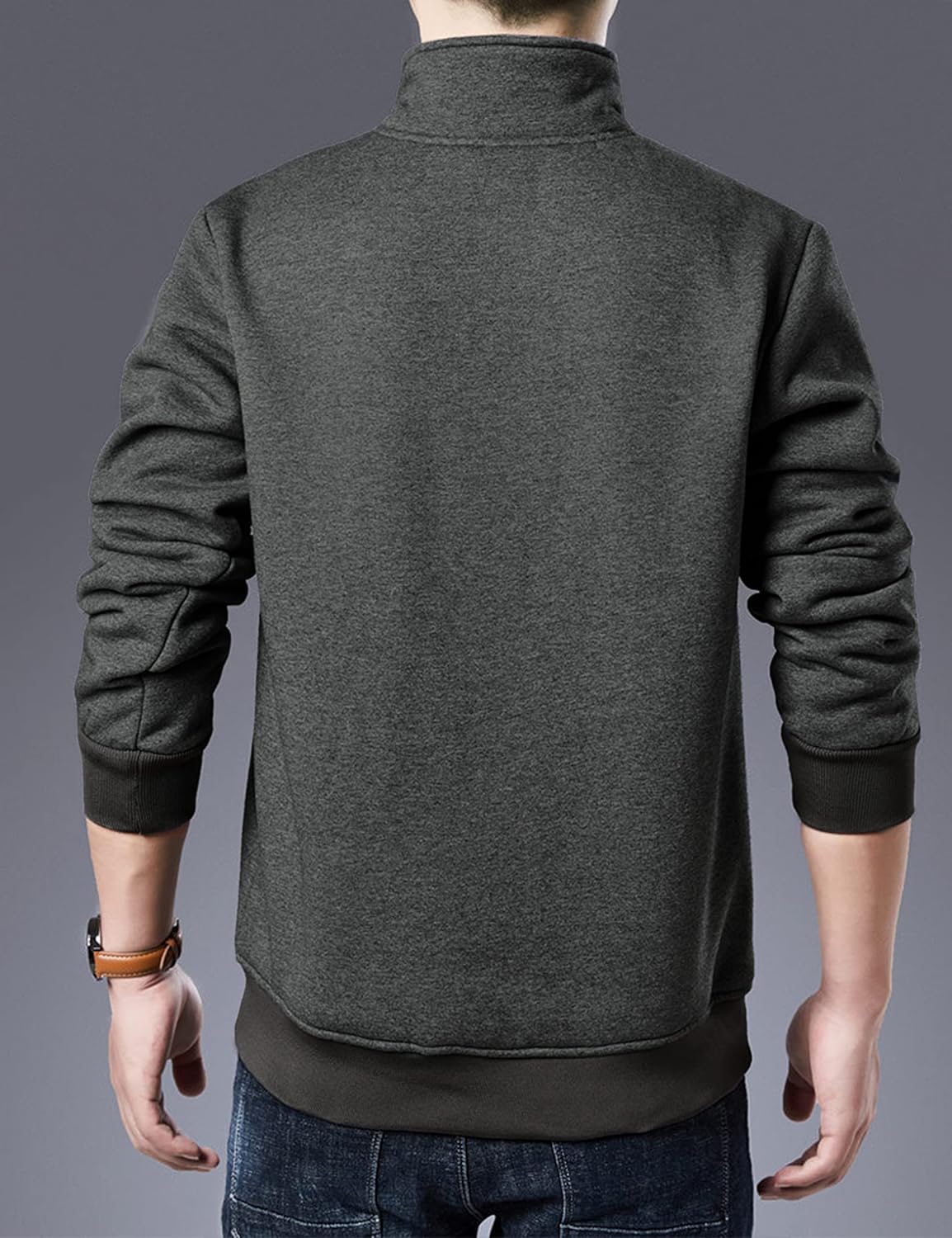 Yeokou Mens Fashion Warm Fleece Crewneck Sweatshirt Thick Sherpa Lined Pullover Tops - Image 4