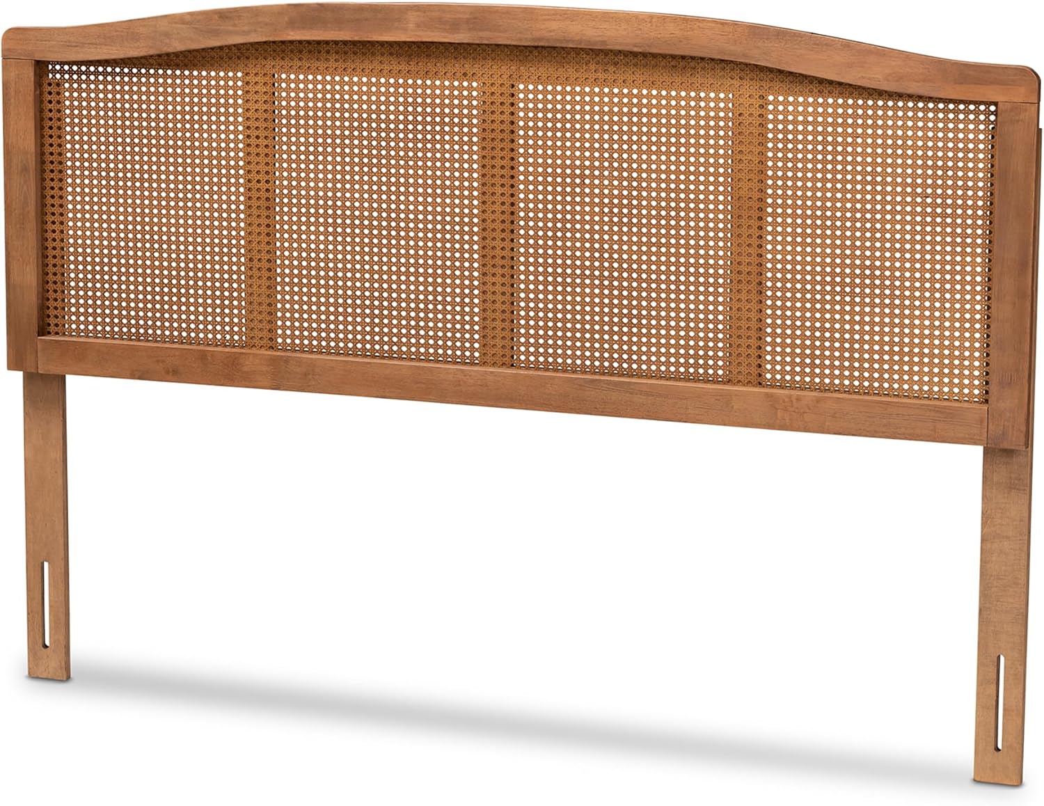 Baxton Studio Marieke Mid-Century Modern Ash Wanut Finished Wood and Synthetic Rattan Queen Size Headboard