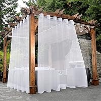 Vista 11 de BONZER Cortinas traslúcidas blancas para patio impermeables para exteriores – 2 paneles con ojales, cortina transparente de gasa para interiores