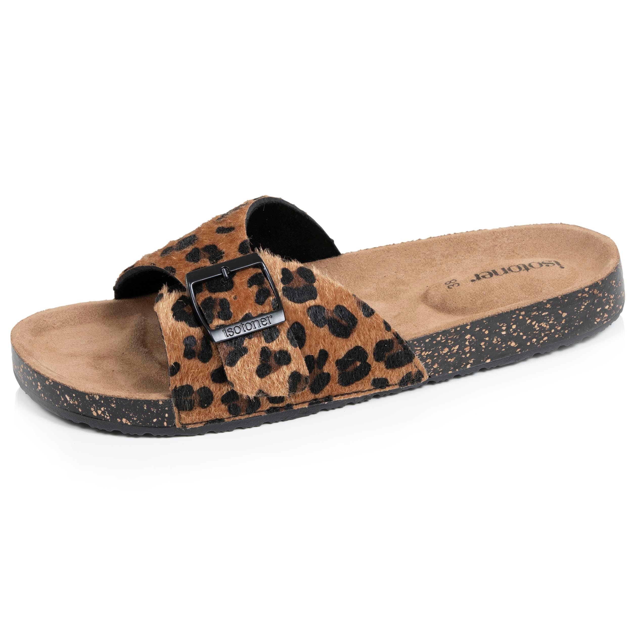 Isotoner Mules Claquettes Femme à Simple Bride Noire, Semelle intérieur Patch Talon Ultra Confortables,