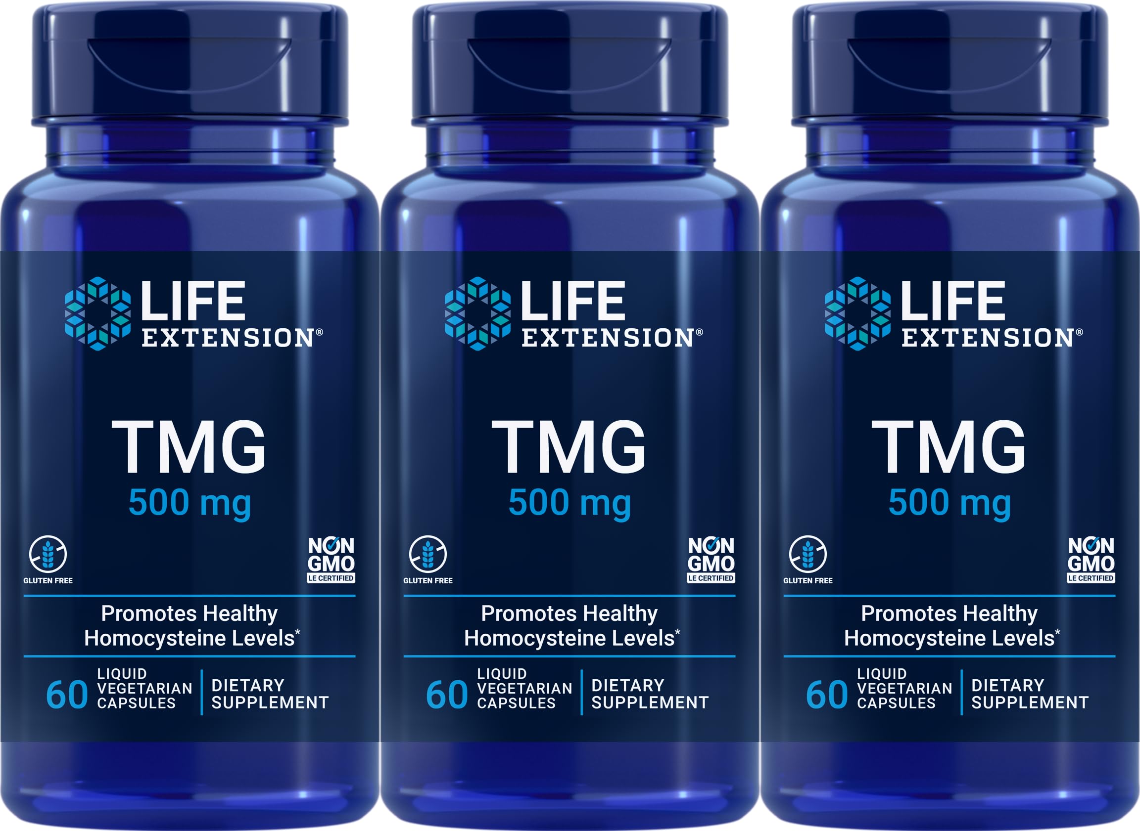 Life Extension TMG Liquid Vegetarian Capsules, 500 mg, 60 Count (Pack of 3)