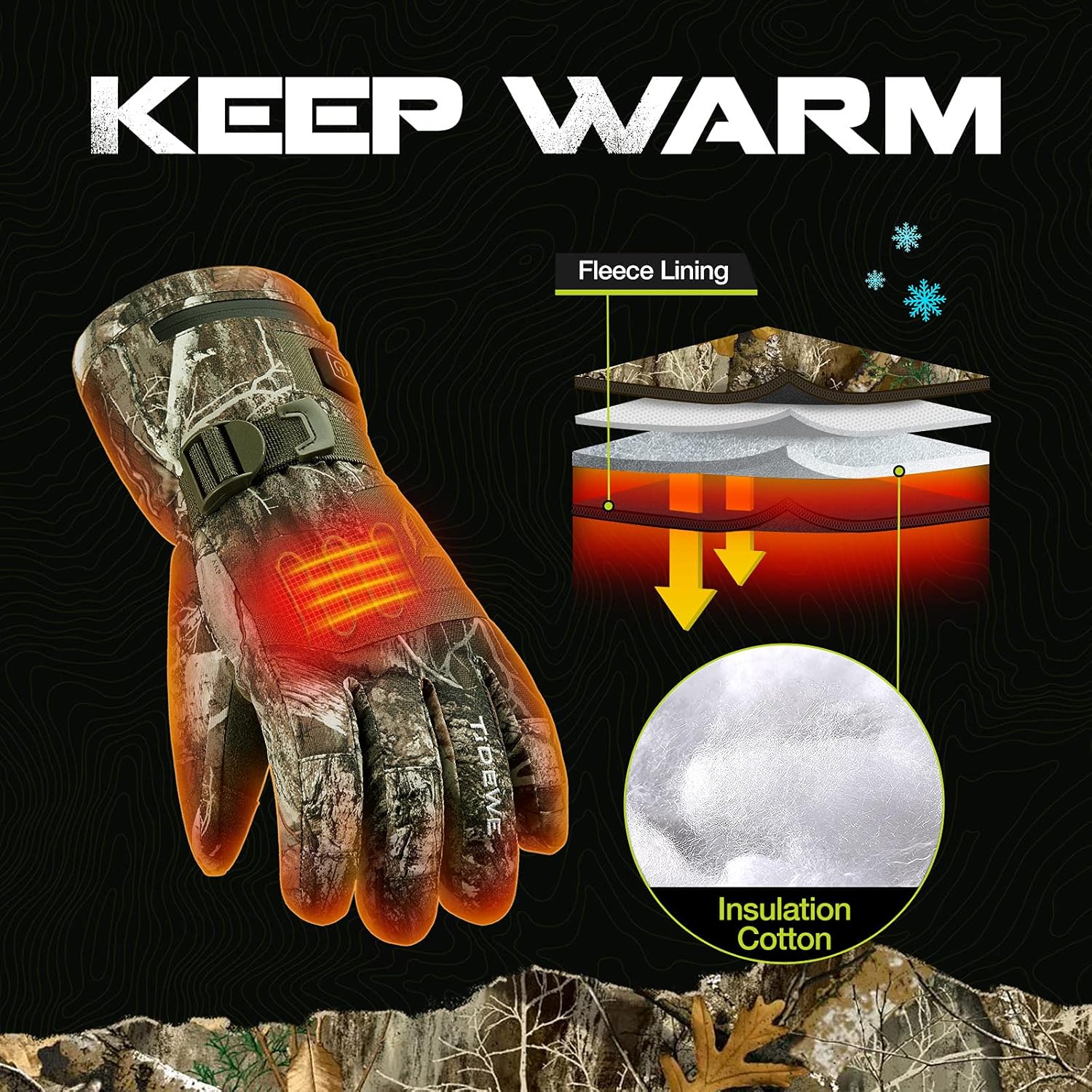 TIDEWE Hunting Pants Heated (Realtree Edge Camo, S) & Heated Gloves (Camo, Size M) : Clothing, Shoes & Jewelry
