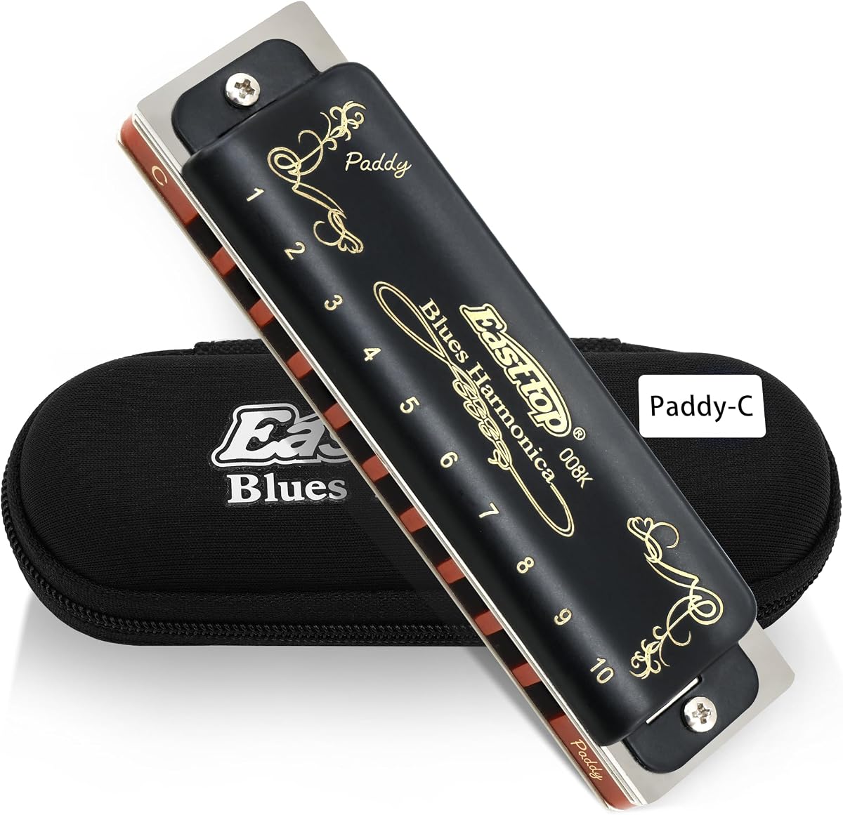 East top Diatonic Blues Armónica clave de Paddy C, 10 agujeros 20 tonos 008K Armónica diatónica de órgano bucal, Armónica estándar para adultos, profesionales y estudiantes