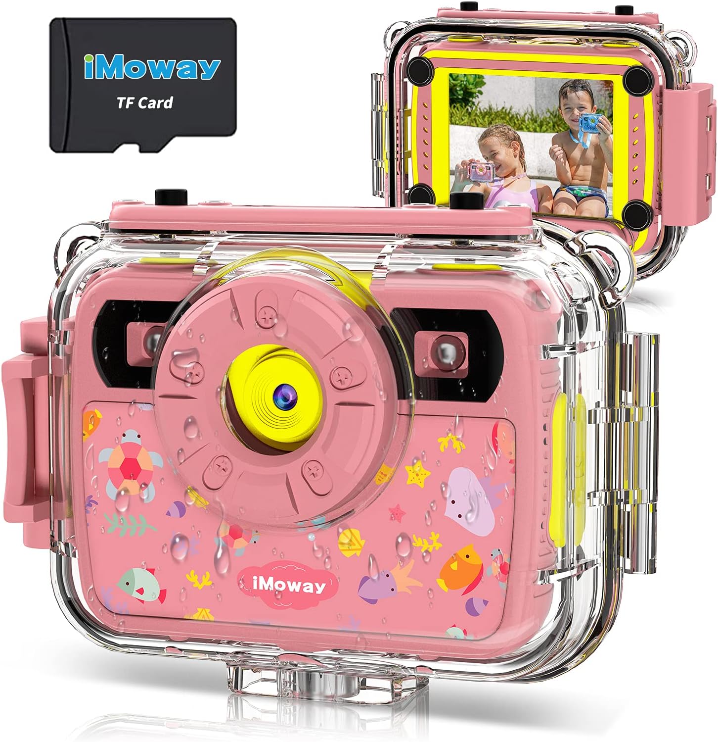 iMoway Kids Waterproof Camera, Birthday Toys for Girls Underwater Digital Video Camera for Girls with Multiple Accessories, HD Toddler Camera for 3-12 Years Old Children (Light Pink) : Toys & Games