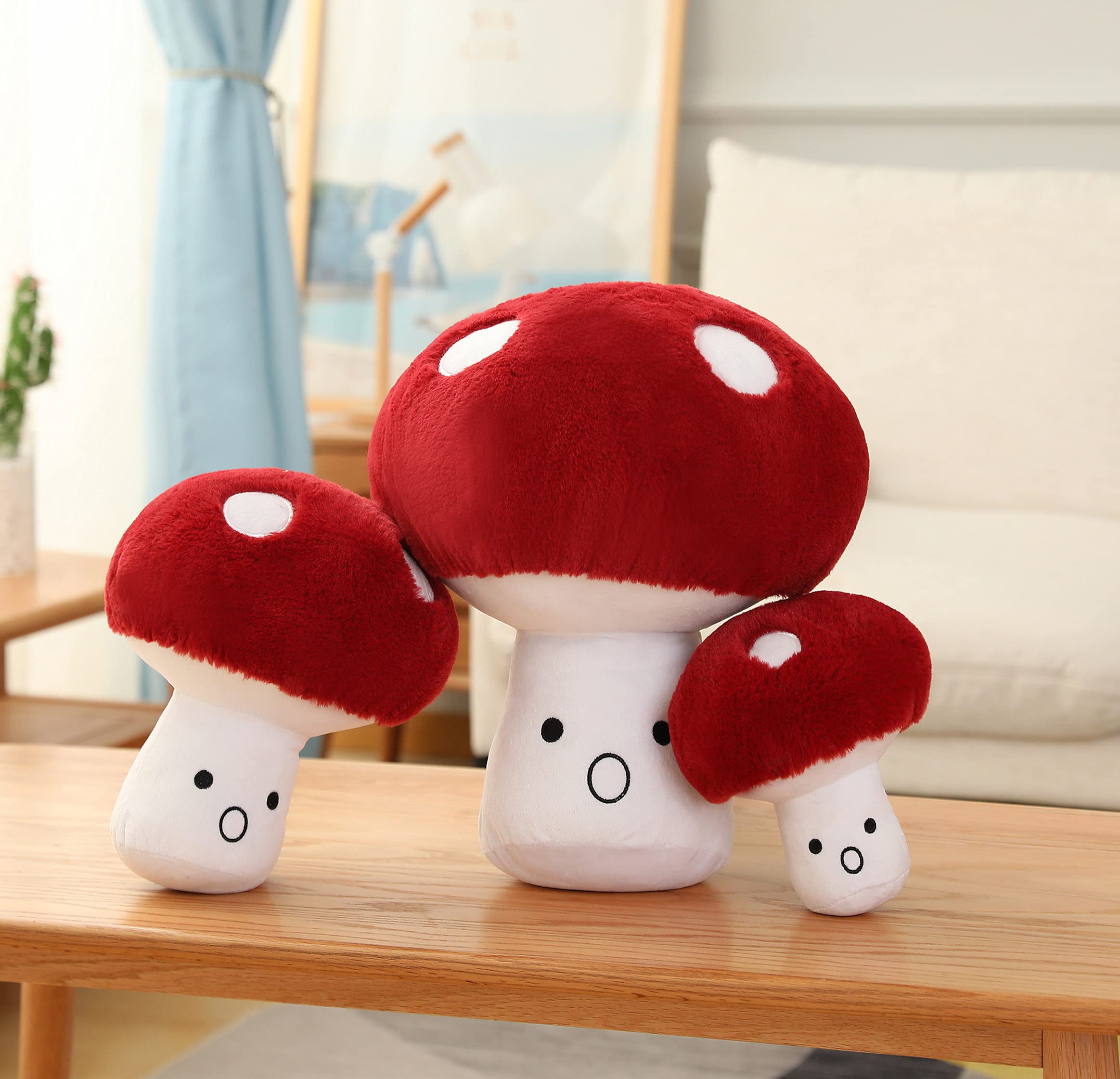 Hynbase 3D Creative Plush Mushroom Cute Sofa Car and Bed Cushions Throw Pillow Surprise Mushroom (7.08