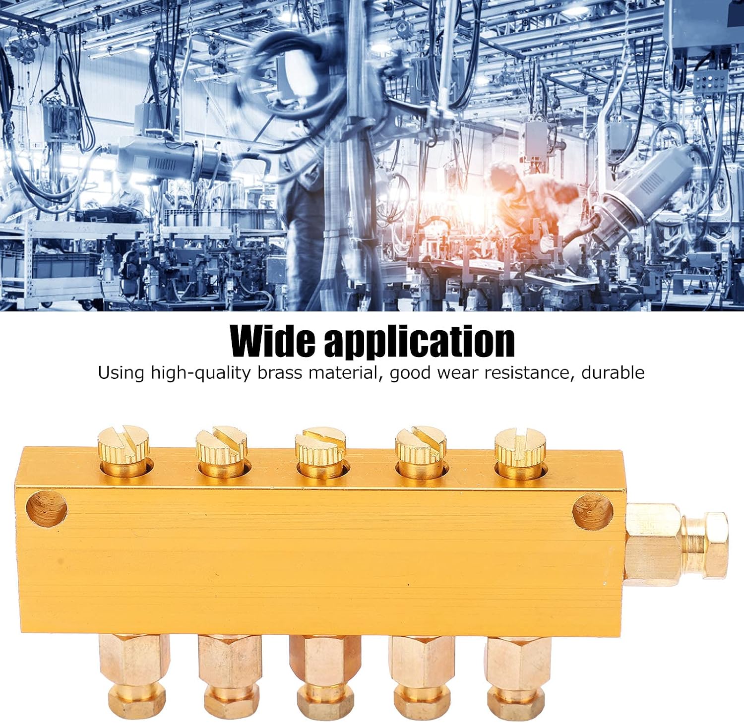 Adjustable Oil Distributor Brass Lube Piston Separator Manifold Block Lubrication Divider Valve for Centralized Lubrication System Milling Machine CNC Lathe (1 in 5 Out)