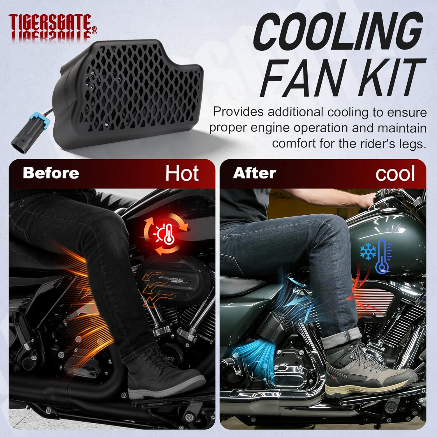 Cooling Fan for Harley 2017-later Touring Road King, Road Glide, Street Glide, Electra Glide Models (Except '25-Later FLTRXRRSE, '26 FLHXLSE)