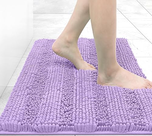 Miniatura 135 de Grandaily - Alfombras de baño de felpilla a rayas, extragruesas y absorbentes, antideslizantes, con fibras largas y suaves, lavables a máquina, para