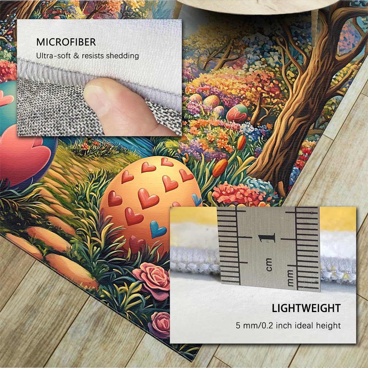 Magiczne dywaniki z motywem wiosennych pisanek - ogród kwiat las pokój gościnny dekoracja podłogi 100 x 200 cm