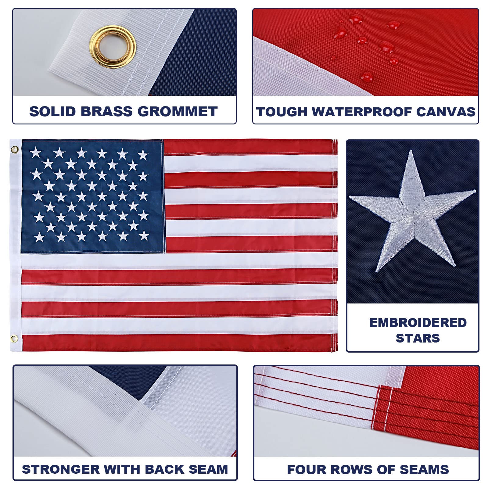 Amerikanische Flagge Aus 420D Nylon – 1,5x2,4 M, UV-beständig, Mit Messingösen
