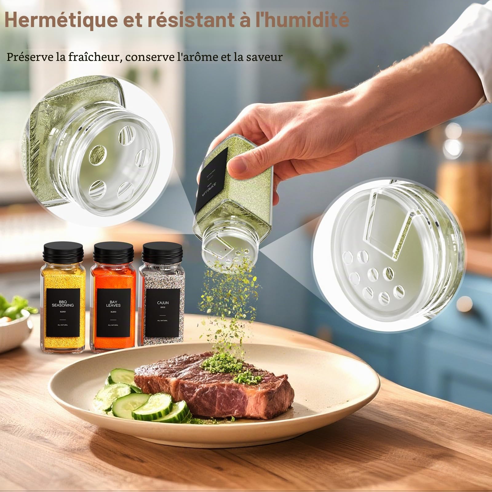 Rangement Epices Tiroir, 24 pièces A Epices De 120 Ml, Organisateur Porte Épices pour Tiroirs De 30 À 60 cm de Cuisine, Couvercle À Tamis, Étiquette, Entonnoir Et Brosse De Nettoyage, Forte Étanchéité