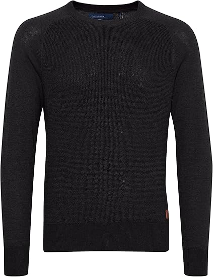 Blend BHCarrizal gebreide trui voor heren, grof gebreide trui met ronde hals, regular fit, Zwart (194007), XL