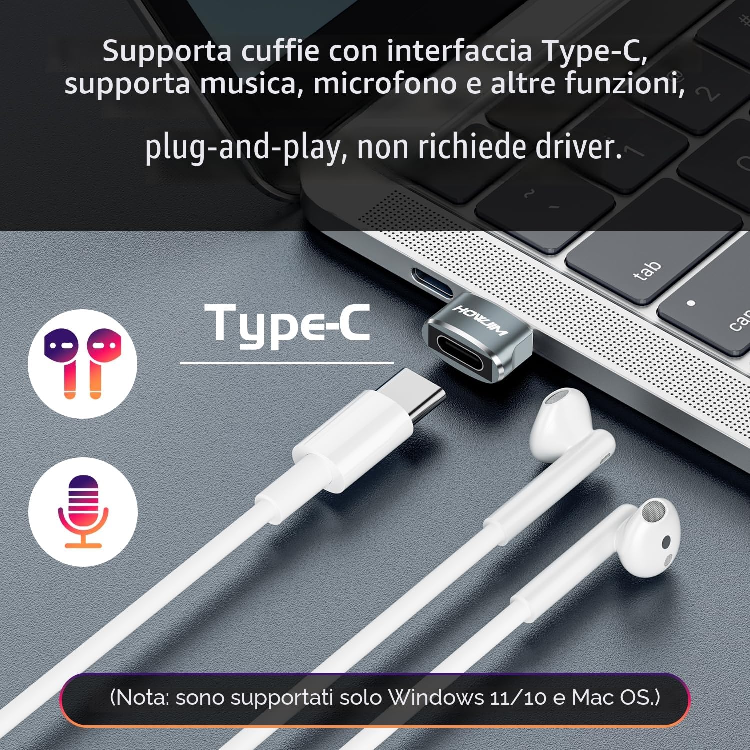 Adattatore da USB a USB C 2 pezzi PD 27W 66W Ricarica Rapida Trasmissione Dati 480Mbps Type C Femmina a USB 2.0 Maschio Grigio