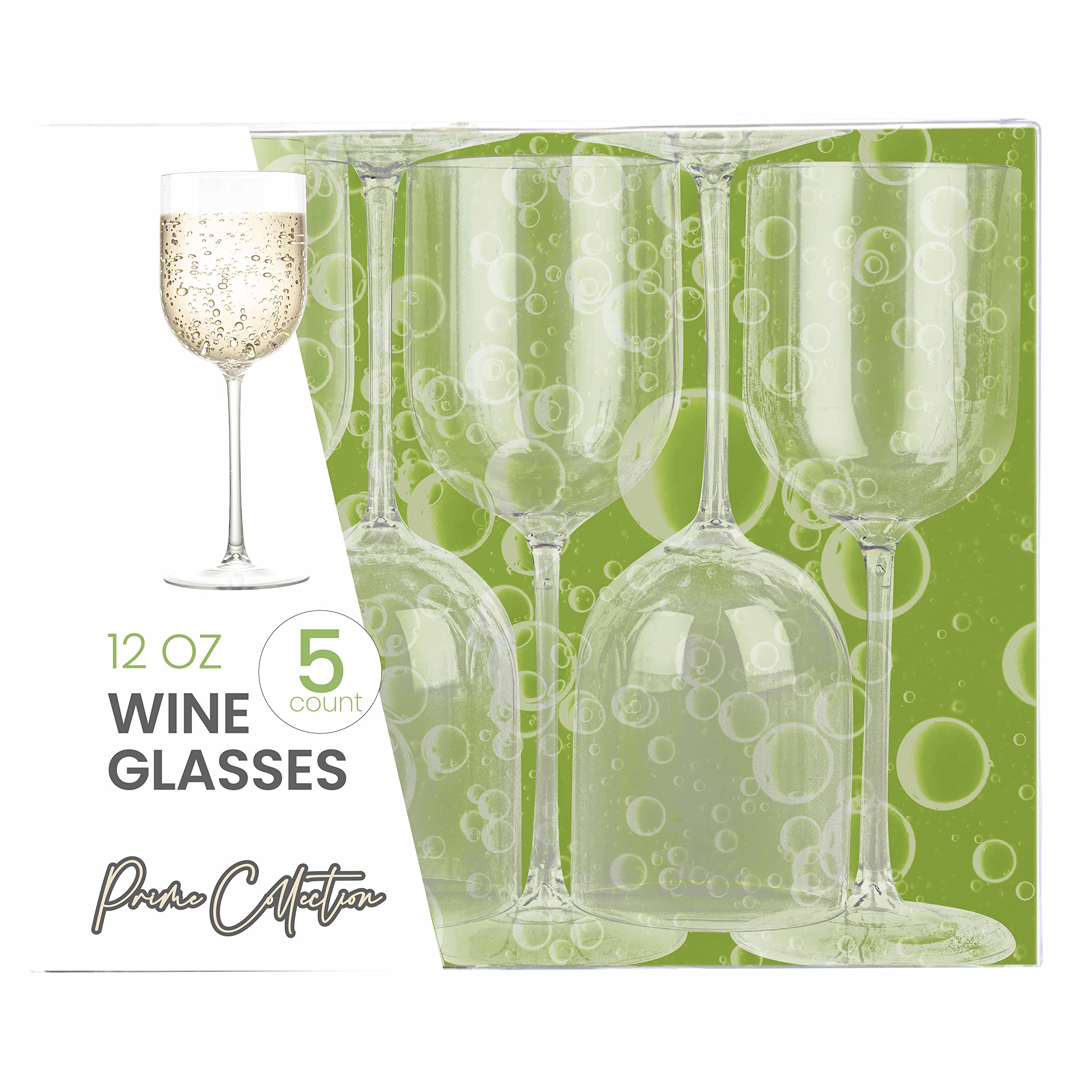Weingläser, Gläser, Kunststoff, transparent, 10 Stück, elegante Weinkelche, Hartplastik, Weinbecher am Stiel, 340 ml