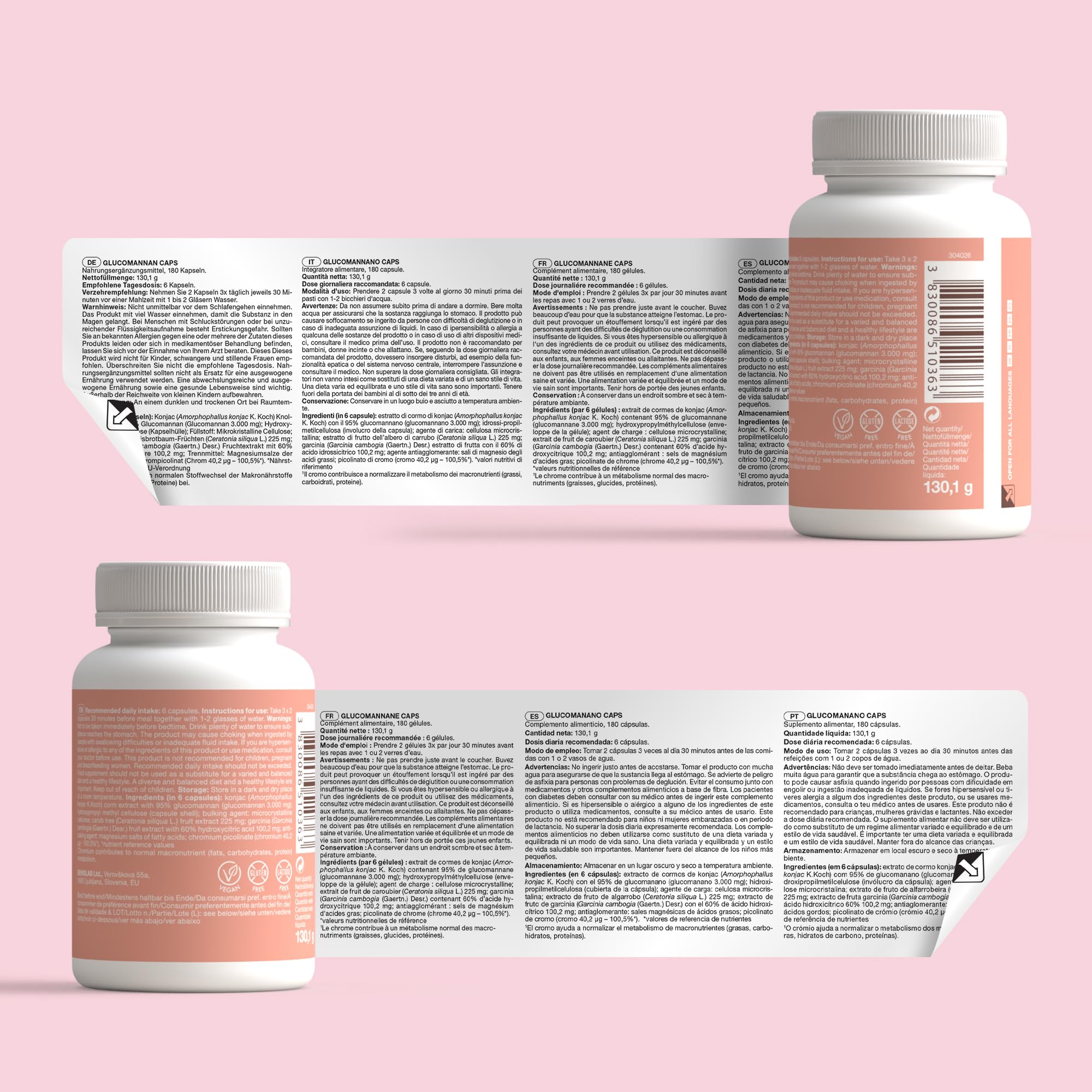 Glucomannano Konjac 3000 mg, Capsule ad Alto Dosaggio con Cromo, Garcinia Cambogia ed estratto dell'albero di Carrubo, Vegano, 180 Capsule, Tummy Tox