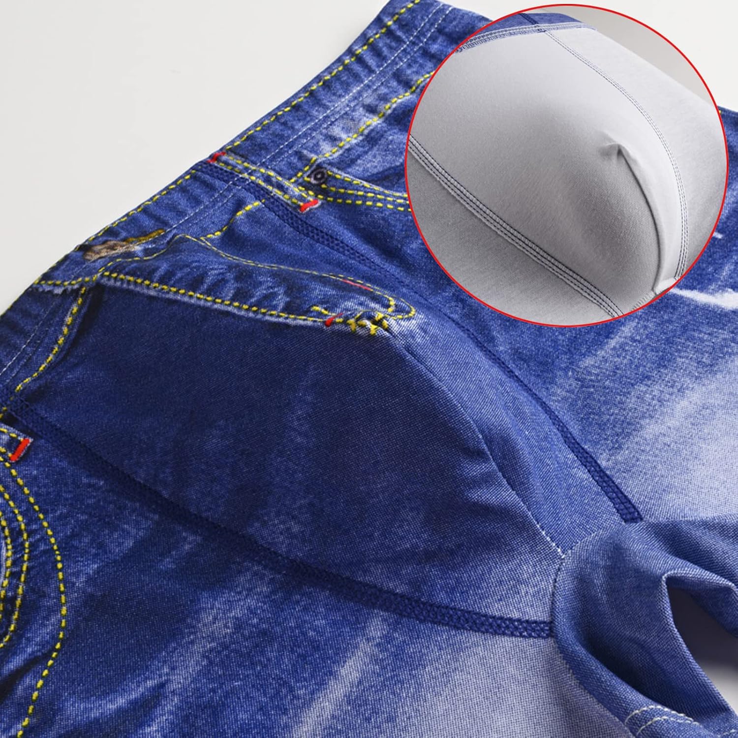 Evankin Men's Fake Jean Underwear Cotton Sexy Boxer Briefs Cowboy Printed Shorts