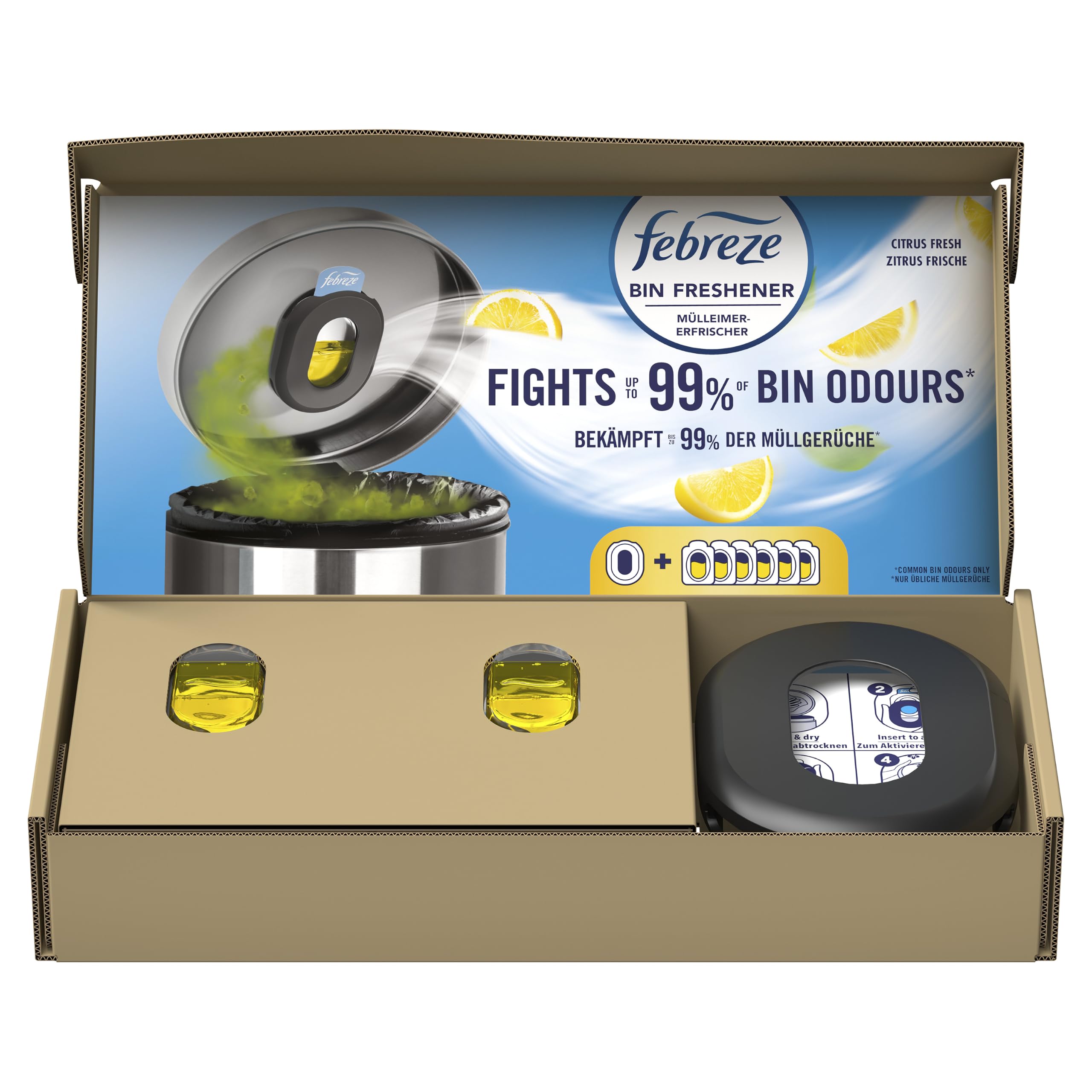 Febreze Bin Freshener Starter Kit, 1x Holder And 6x Refill, 6x4.88ml