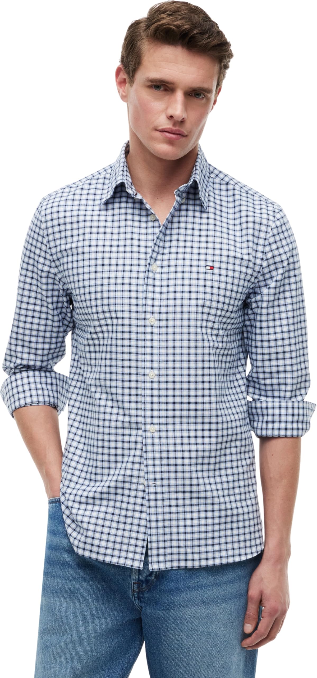 Tommy Hilfiger Herren Heritage Oxford Small Check Sht Mw0mw43305 L/S Shirt (1er Pack)