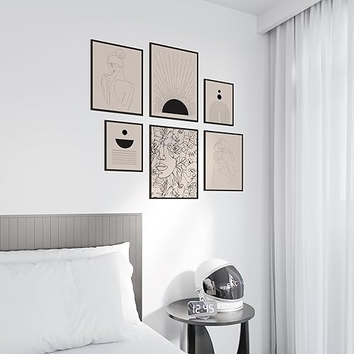 Miniatura 6 de EXCOOL CLUB Arte abstracto para pared en blanco y negro para dormitorio, decoración de pared de arte abstracto de 12 x 16 pulgadas, impresiones de